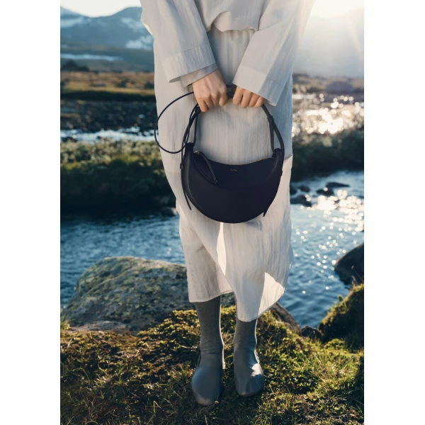 Polène Numéro Dix in Textured Deep Blue Bag, view 2 | Shoulder & Crossbody Bags | Coveti