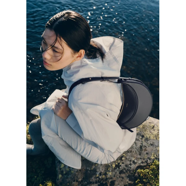 Polène Numéro Dix in Textured Deep Blue Bag, view 3 | Shoulder & Crossbody Bags | Coveti