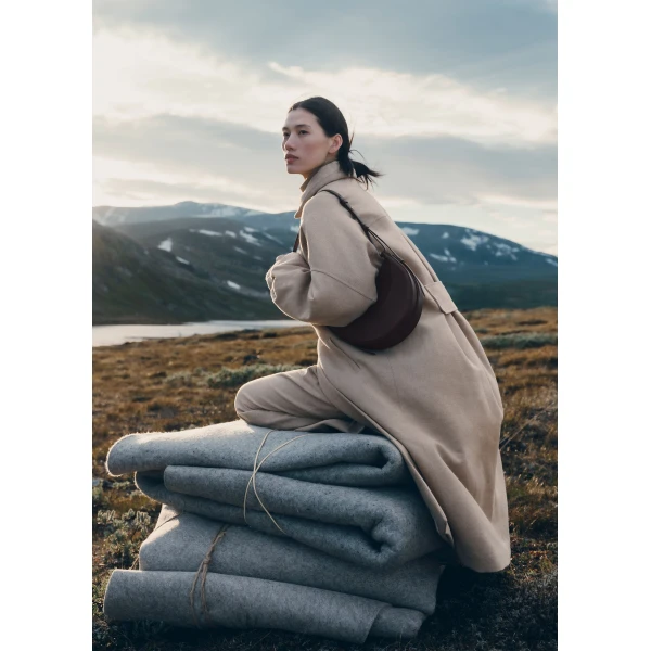 Polène Numéro Dix in Textured Plum Bag, view 2 | Shoulder & Crossbody Bags | Coveti