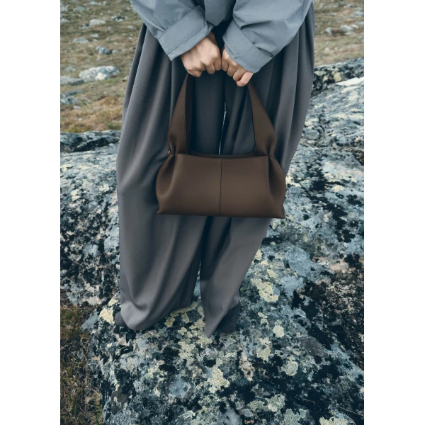 Polène Numéro Neuf East West in Textured Candied Chestnut Bag, view 2 | Shoulder & Crossbody Bags | Coveti