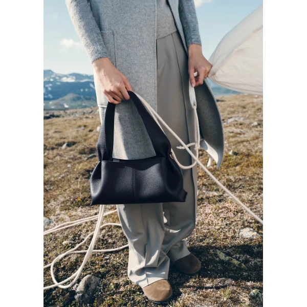 Polène Numéro Neuf East West in Textured Deep Blue Bag, view 3 | Shoulder & Crossbody Bags | Coveti