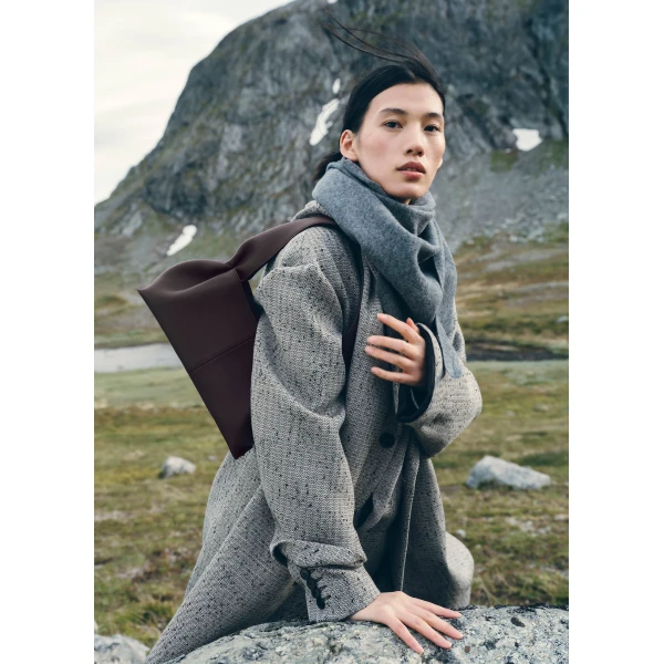Polène Numéro Neuf East West in Textured Plum Bag, view 4 | Shoulder & Crossbody Bags | Coveti