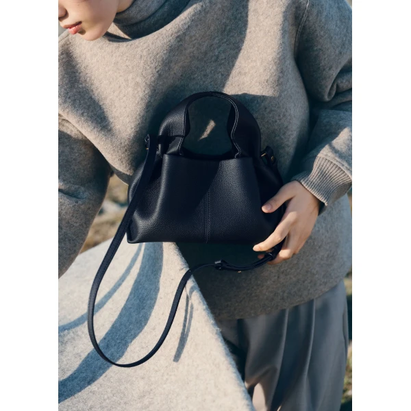 Polène Numéro Neuf Mini in Textured Deep Blue Bag, view 2 | Mini Bags | Coveti