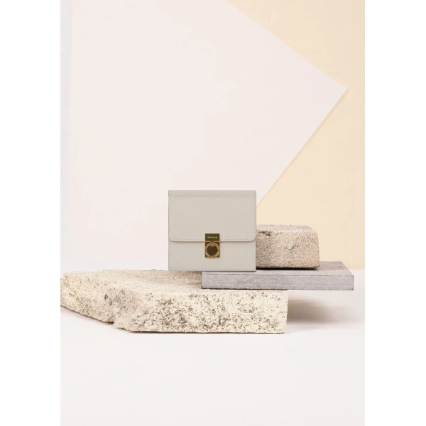 Polène Numéro Sept Wallet in Textured Chalk, view 2 | Wallets & Purses | Coveti