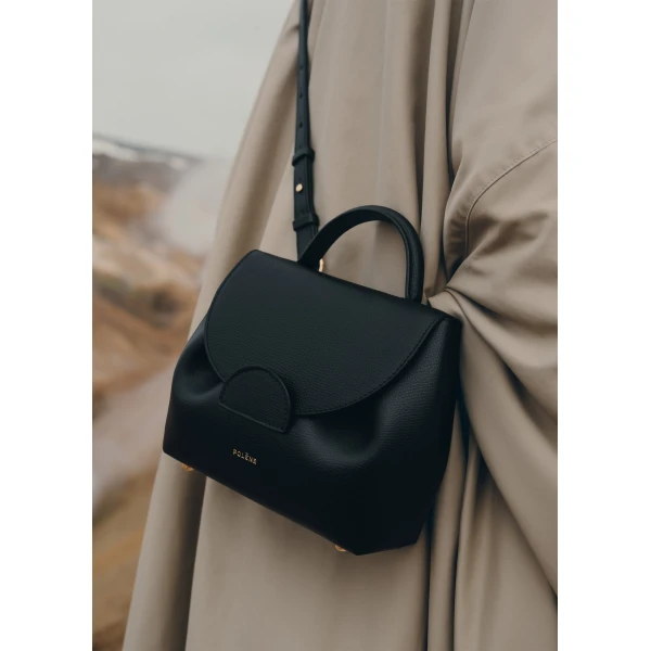 Polène Numéro Un Nano in Textured Black Bag, view 3 | Mini Bags | Coveti