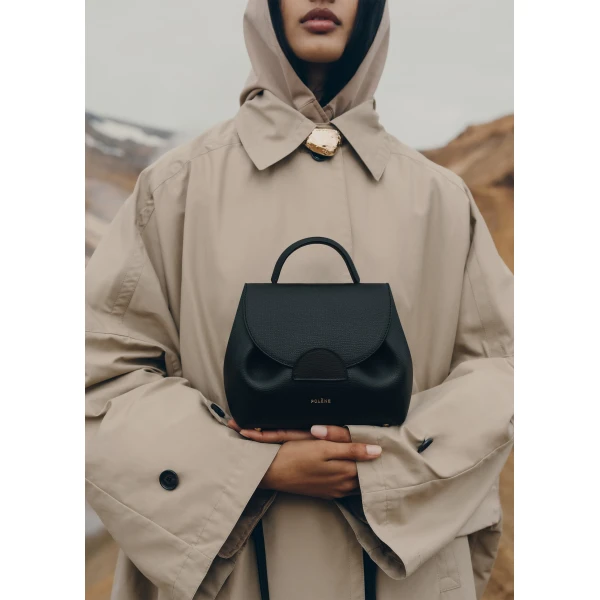 Polène Numéro Un Nano in Textured Black Bag, view 5 | Mini Bags | Coveti