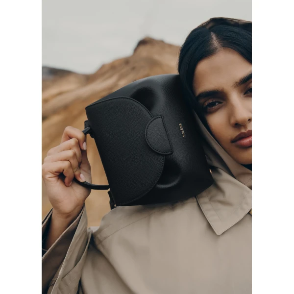 Polène Numéro Un Nano in Textured Black Bag, view 6 | Mini Bags | Coveti