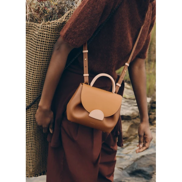 Polène Numéro Un Nano in Trio Camel Bag, view 3 | Mini Bags | Coveti