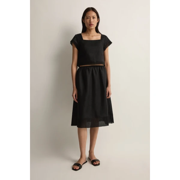 Posse Alfie Skirt in Black | Midi Skirts | Coveti, view 2