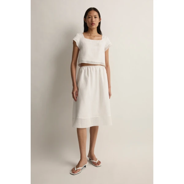 Posse Alfie Skirt in Ivory | Midi Skirts | Coveti, view 2