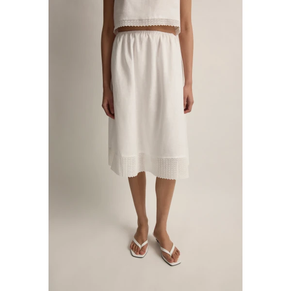 Posse Alfie Skirt in Ivory | Midi Skirts | Coveti, view 3