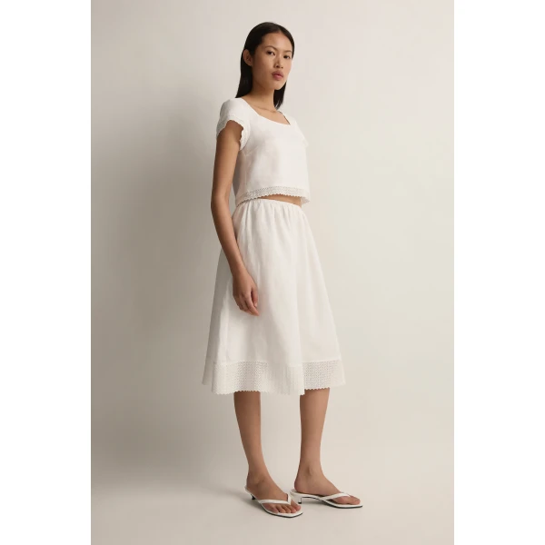Posse Alfie Skirt in Ivory | Midi Skirts | Coveti, view 4