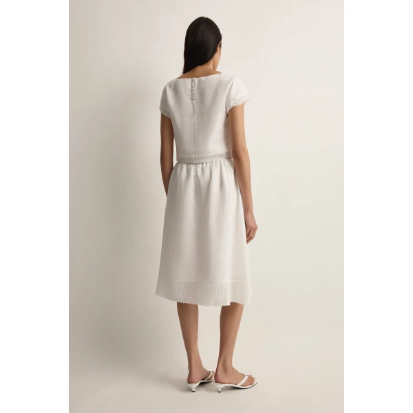 Posse Alfie Skirt in Ivory | Midi Skirts | Coveti, view 5