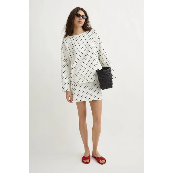 Posse Bea Long Sleeve Top in Cream Black Polka Dot | Long Sleeve | Coveti, view 3