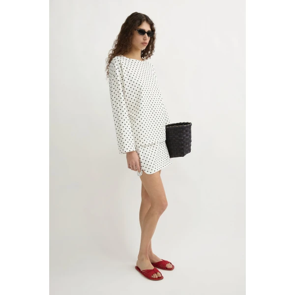 Posse Bea Long Sleeve Top in Cream Black Polka Dot | Long Sleeve | Coveti, view 4