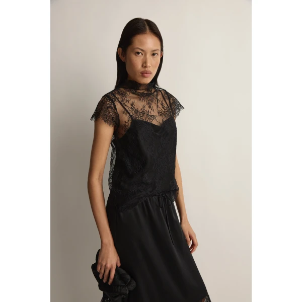 Posse Blake Lace Tee in Black | T-shirts | Coveti, view 4