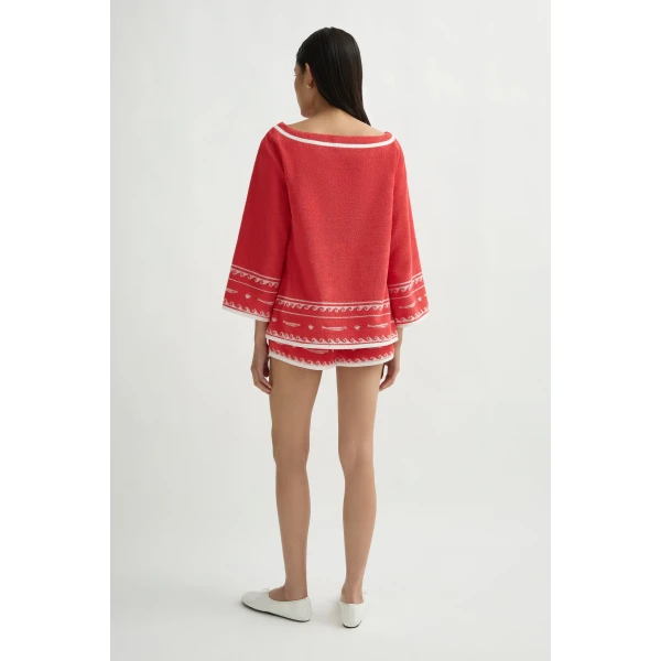 Posse Cody Top in Red Ivory Fish | Tops | Coveti, view 5