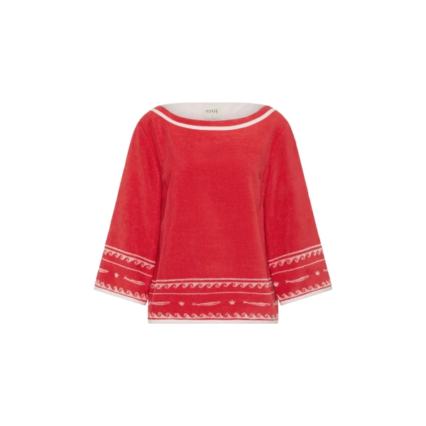 Posse Cody Top in Red Ivory Fish | Tops | Coveti