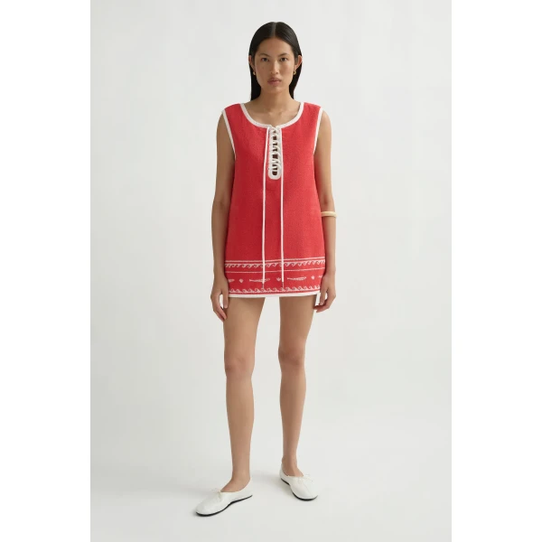 Posse Cody Tunic in Red Ivory Fish | Tops | Coveti, view 2
