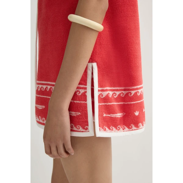 Posse Cody Tunic in Red Ivory Fish | Tops | Coveti, view 3