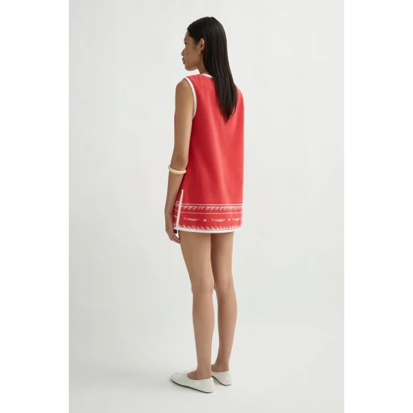 Posse Cody Tunic in Red Ivory Fish | Tops | Coveti, view 4