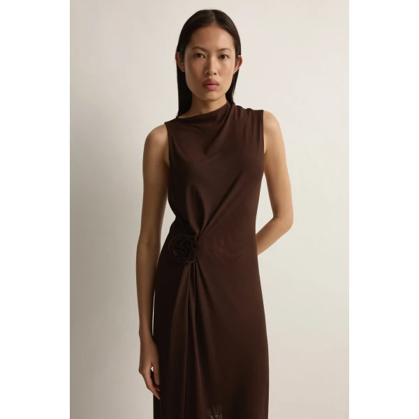 Posse Cynthia Dress in Chocolate | Midi Dresses | Coveti, view 3