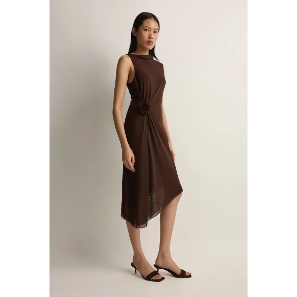 Posse Cynthia Dress in Chocolate | Midi Dresses | Coveti, view 4
