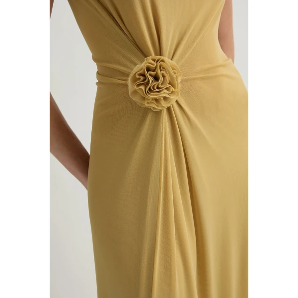 Posse Cynthia Dress in Rattan | Midi Dresses | Coveti, view 5