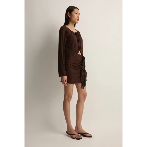 Posse Cynthia Skirt in Chocolate | Midi Skirts | Coveti, view 4