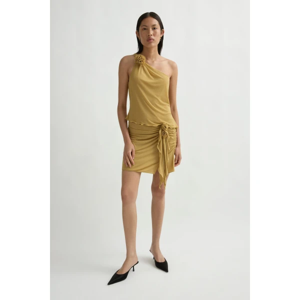 Posse Cynthia Skirt in Rattan | Midi Skirts | Coveti, view 2