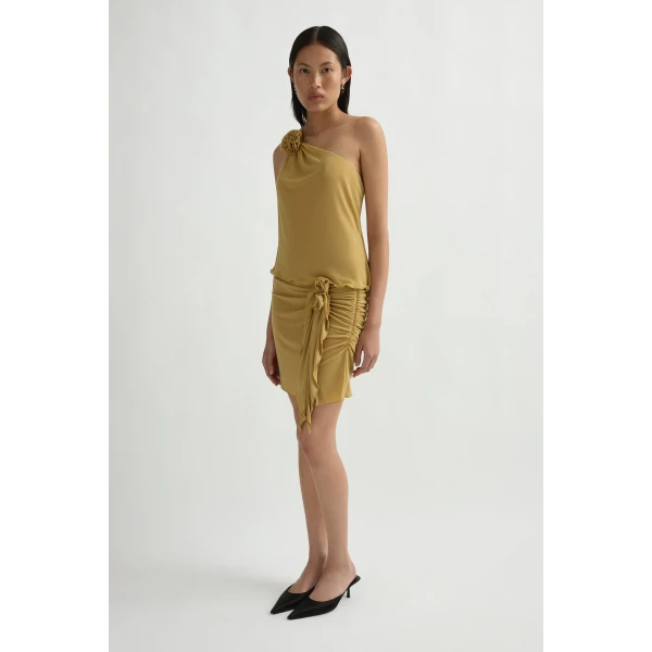 Posse Cynthia Skirt in Rattan | Midi Skirts | Coveti, view 4