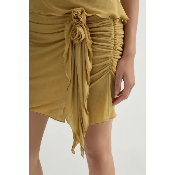 Posse Cynthia Skirt in Rattan | Midi Skirts | Coveti, view 5