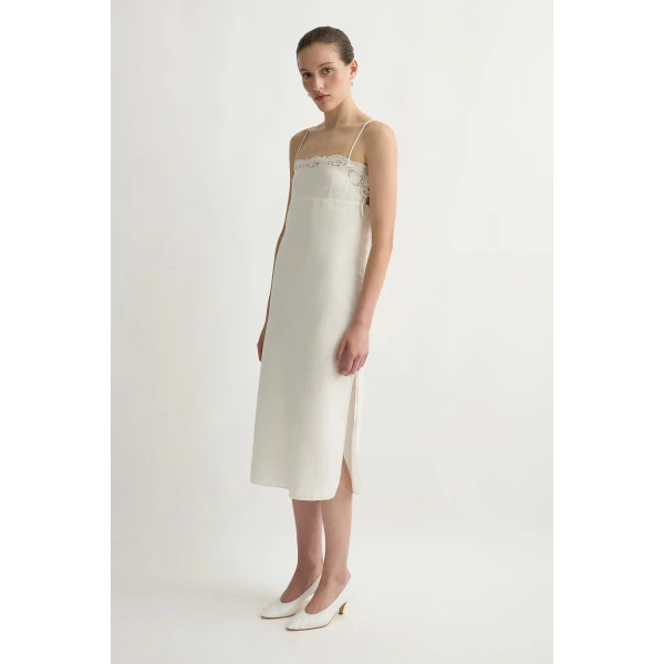 Posse Darya Dress in Cream | Midi Dresses | Coveti, view 2