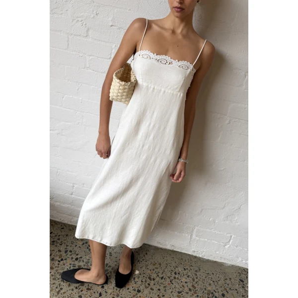 Posse Darya Dress in Cream | Midi Dresses | Coveti, view 3