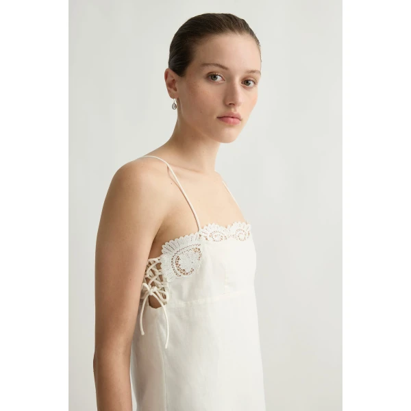 Posse Darya Dress in Cream | Midi Dresses | Coveti, view 4