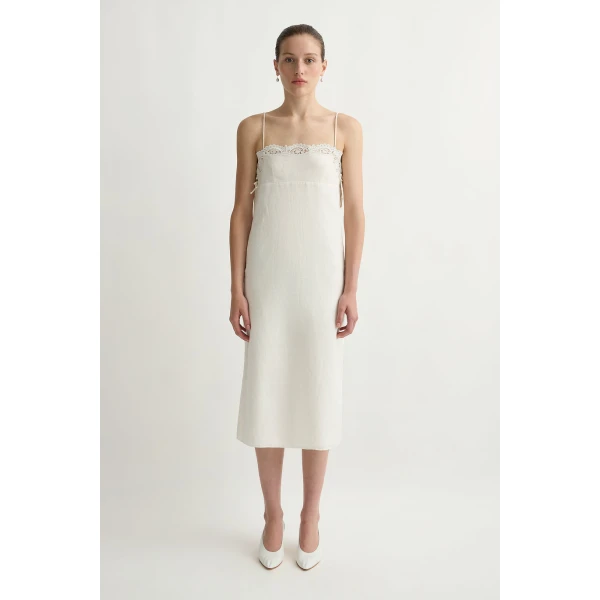 Posse Darya Dress in Cream | Midi Dresses | Coveti, view 6