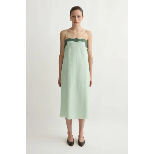 Posse Darya Dress in Green | Midi Dresses | Coveti, view 4