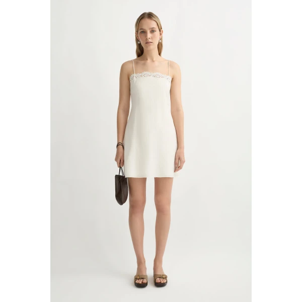 Posse Darya Mini Dress in Cream | Mini Dresses | Coveti, view 2