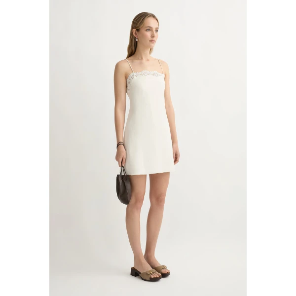 Posse Darya Mini Dress in Cream | Mini Dresses | Coveti, view 4