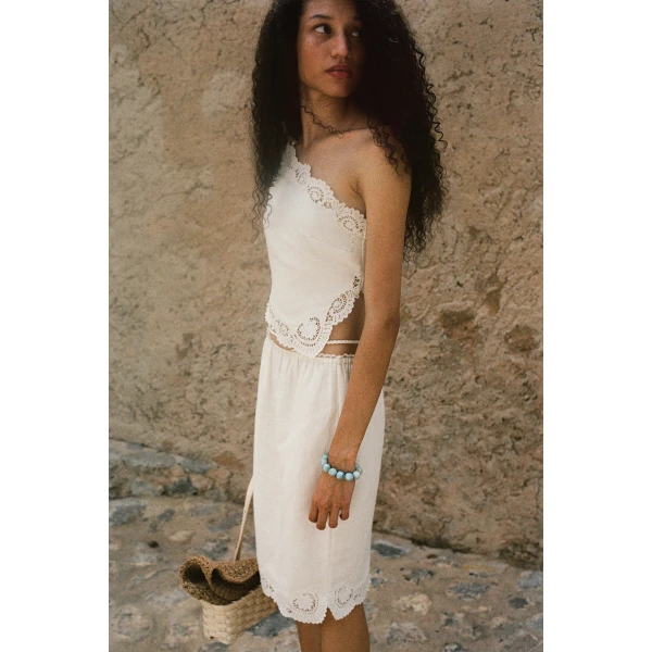 Posse Darya Skirt in Cream | Midi Skirts | Coveti, view 3