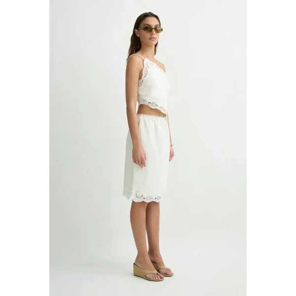 Posse Darya Skirt in Cream | Midi Skirts | Coveti, view 4