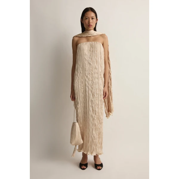 Posse Esme Strapless Dress in Cream | Midi Dresses | Coveti, view 2