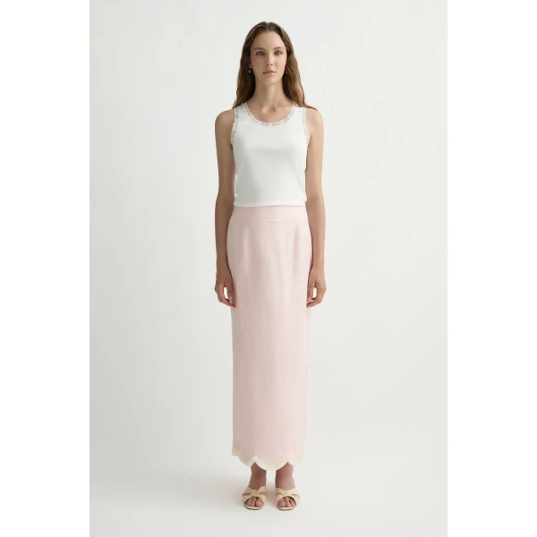 Posse Essie Column Skirt in Soft Pink | Maxi Skirts | Coveti, view 2