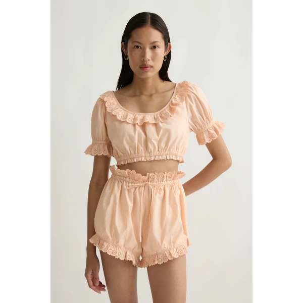 Posse Ezra Crop Top in Peach Sorbet | Tops | Coveti, view 2