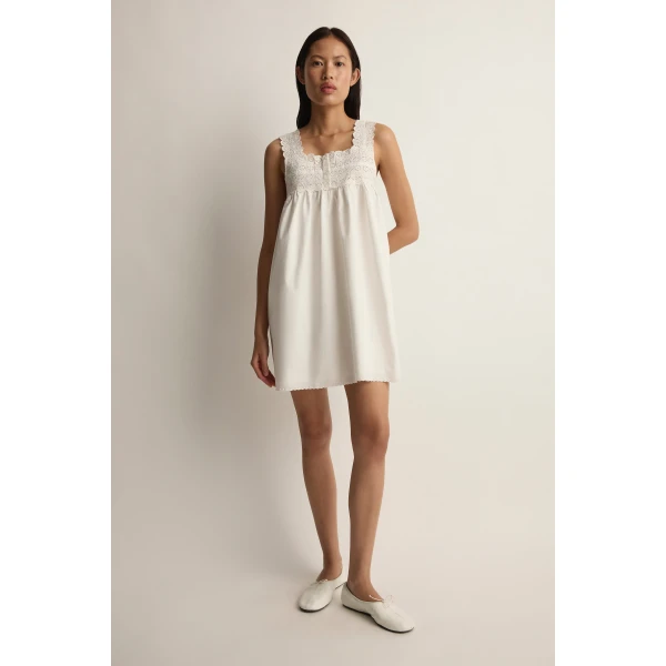 Posse Ezra Shift Mini Dress in Vintage White | Mini Dresses | Coveti, view 2