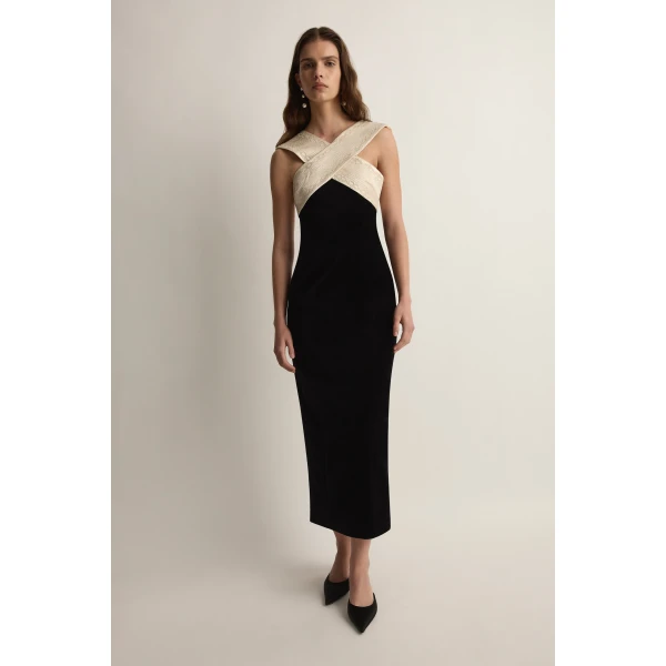 Posse Florian Dress in Black | Midi Dresses | Coveti, view 2