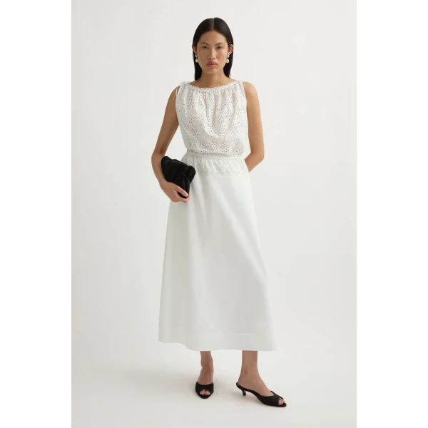 Posse Harriet Boat Neck Top in Vintage White | Tops | Coveti, view 2