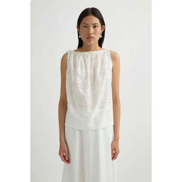 Posse Harriet Boat Neck Top in Vintage White | Tops | Coveti, view 3