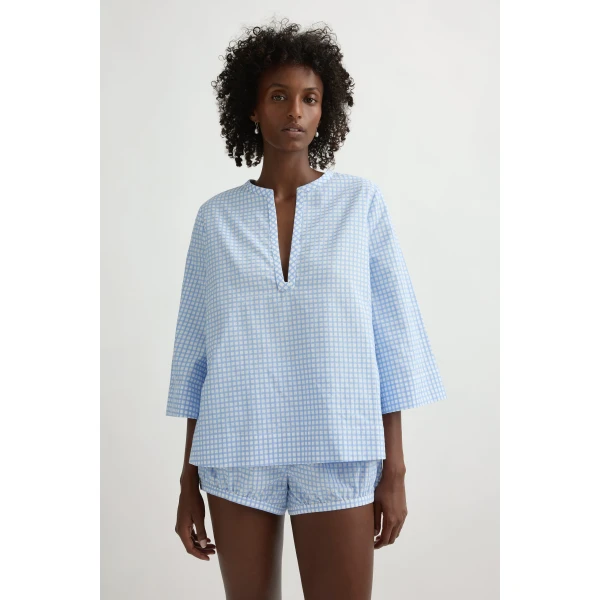 Posse Lila Blouse in Blue Gingham | Blouse | Coveti, view 2