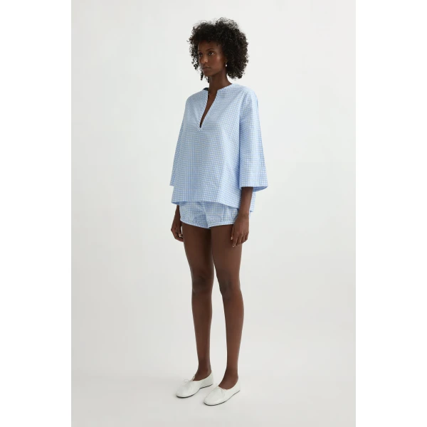 Posse Lila Blouse in Blue Gingham | Blouse | Coveti, view 4